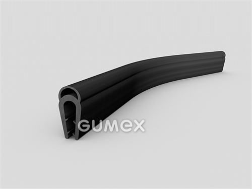 Gumový profil tvaru "U" s horným tesnením, 20x9/2,5mm, 70°ShA, EPDM, -40°C/+100°C, čierny